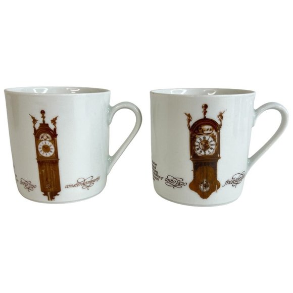 4 Mitterteich Porzellan Cappuccino Cup & Saucer Clock Pattern 7 3/4 IN Germany - Picture 2 of 13